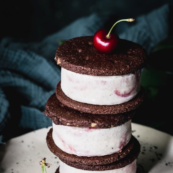 Cherry Almond Ice Cream Sandwiches