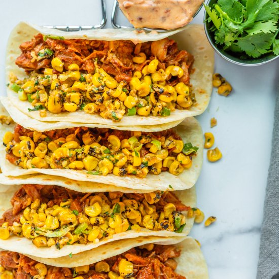 Bbq Jackfruit and Street Corn Tacos