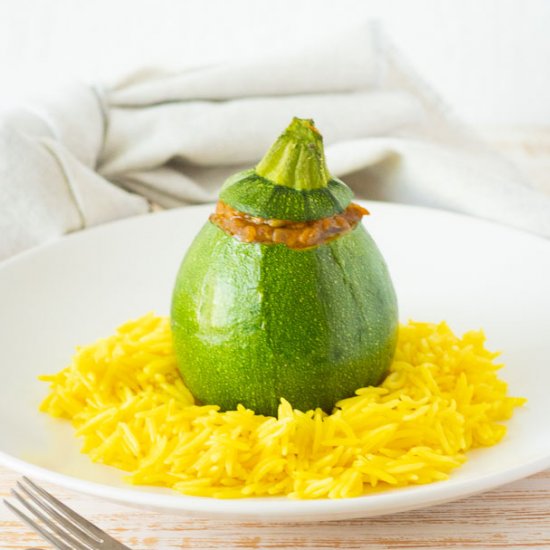 Courgette Stuffed with Lentil Curry