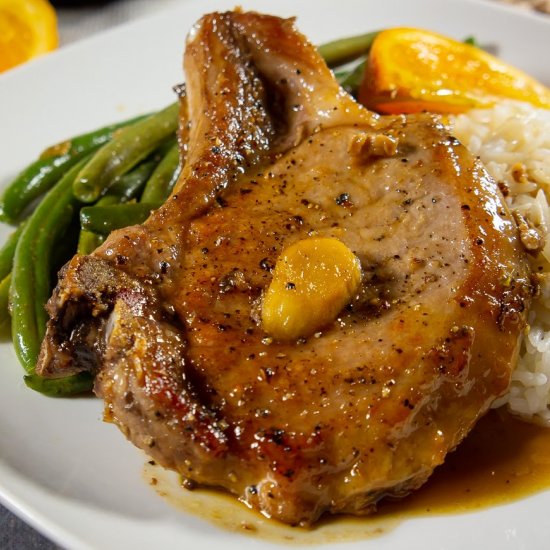 Pork Chops in Orange Ginger Sauce