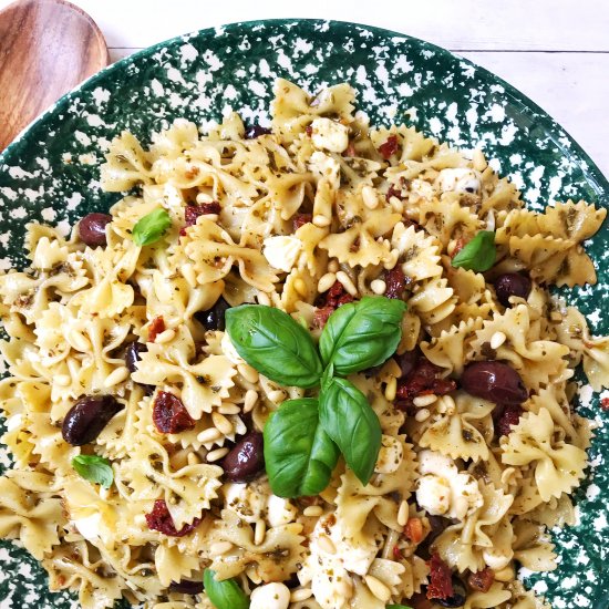 Pancetta Pesto Pasta with Olives