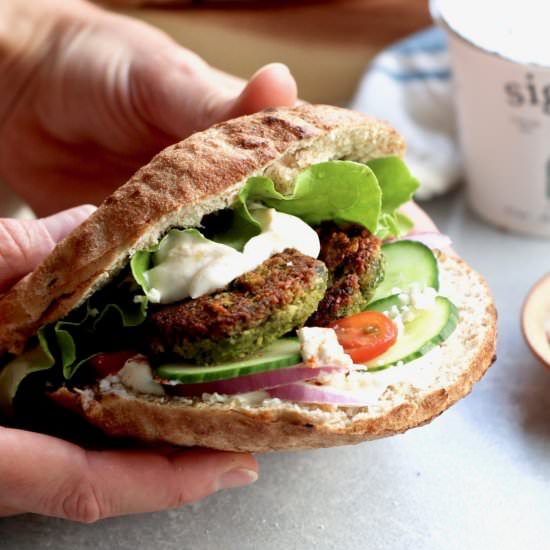 baked falafel sandwich