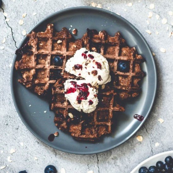 Blueberry Oatmeal Waffles