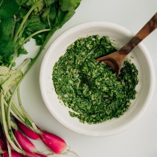 Radish Greens Summer Pesto