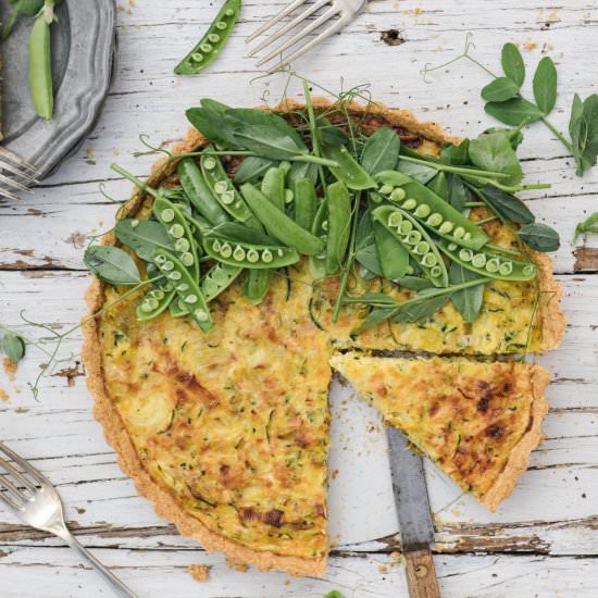 Summer picnic tart w/ pea salad