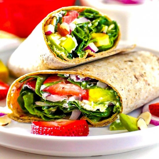 Avocado Strawberry Spinach Wraps