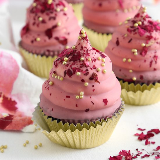 Ruby Chocolate Hi-Hat Cupcakes