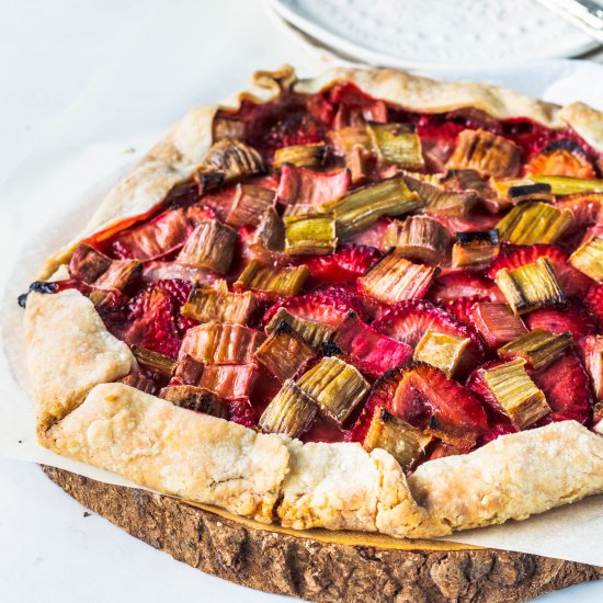 Vegan Strawberry Rhubarb Galette