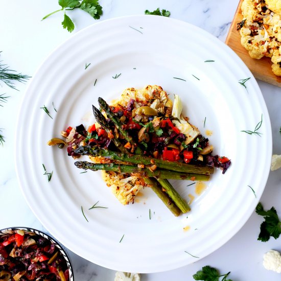 Cauliflower Steaks w/ Olive Relish