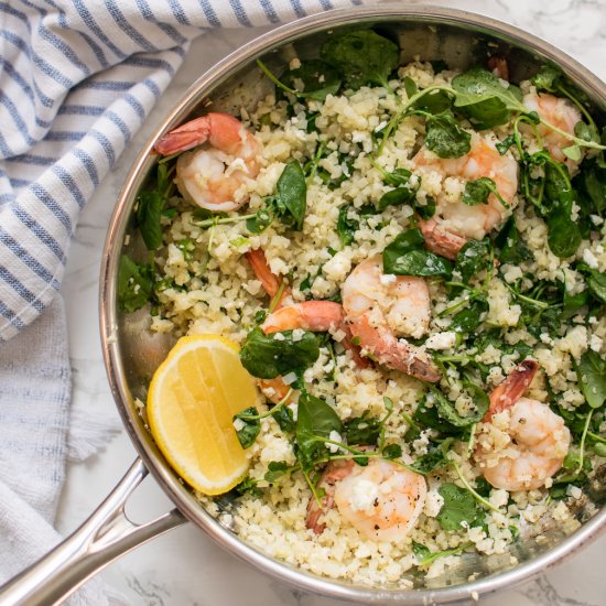 Cauliflower Rice with Shrimp & Feta