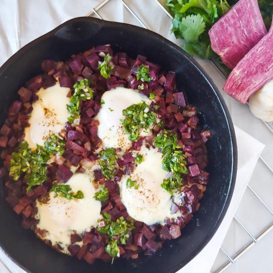 Purple Potato Hash with Chimichurri