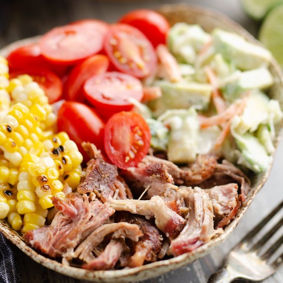 Pulled Pork Bowl w/Avocado Slaw