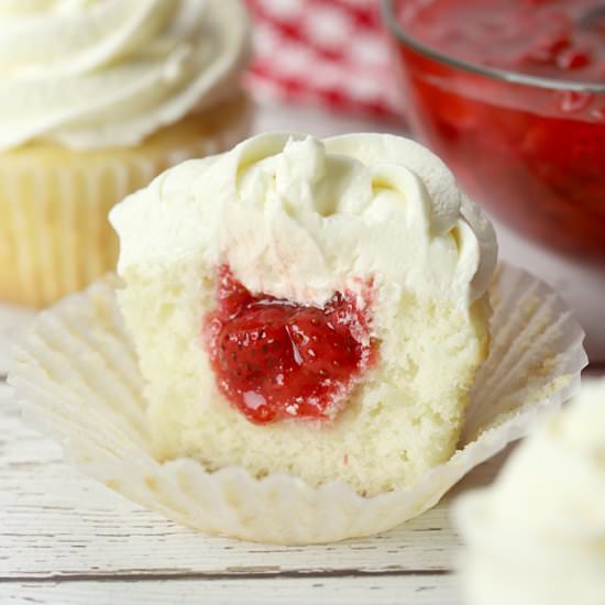 Strawberry Filled Cupcakes