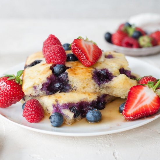 Lemon Blueberry Sheet Pan Pancakes