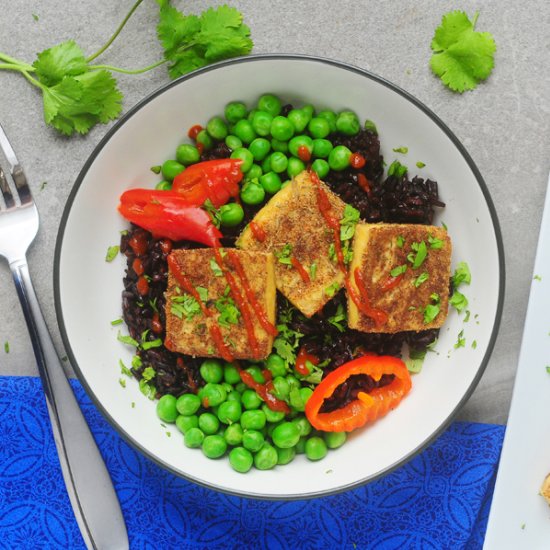 Jerk Tofu with Green Curry Rice