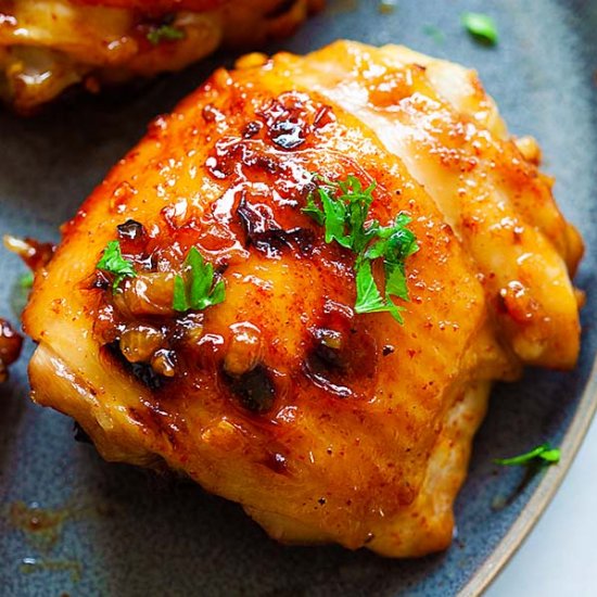 Baked Chicken Thighs w/ Brown Sugar