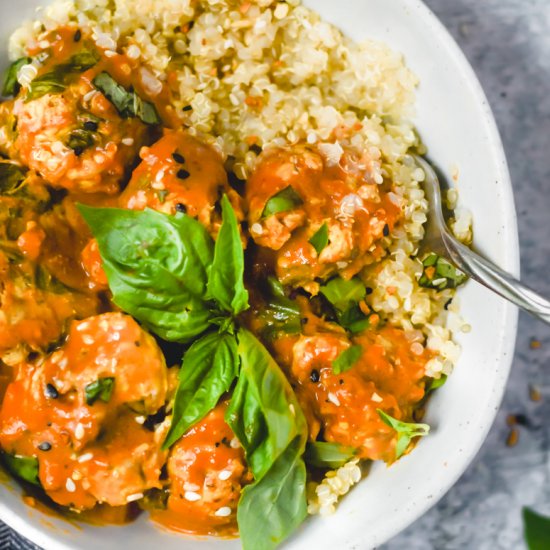 golden bbq baked turkey meatballs