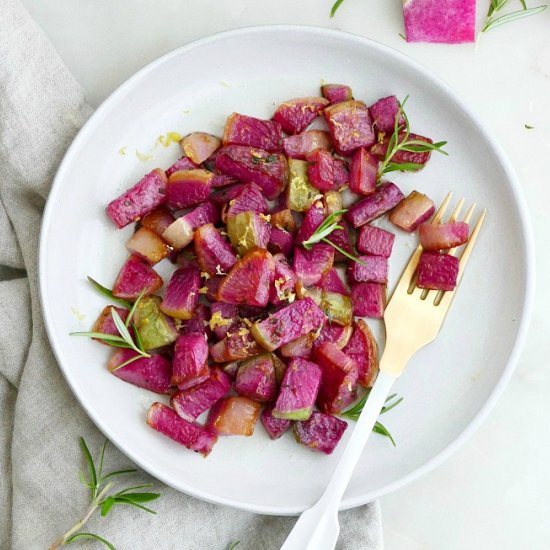 Watermelon Radishes with Rosemary