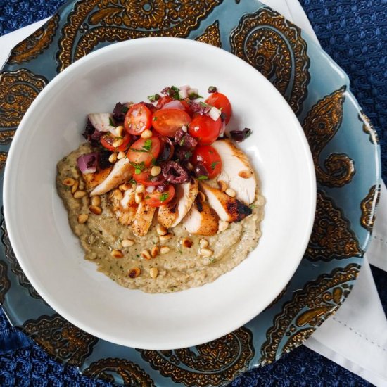 Smoked Eggplant with Kalamata Salad