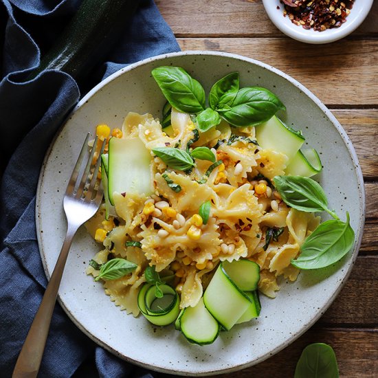 Vegan Corn Pesto Pasta