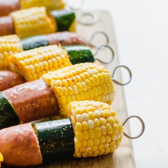 Sausage, Zucchini and Corn Kabobs