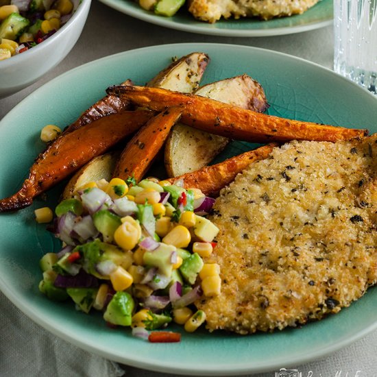 Oven baked Chicken Schnitzel