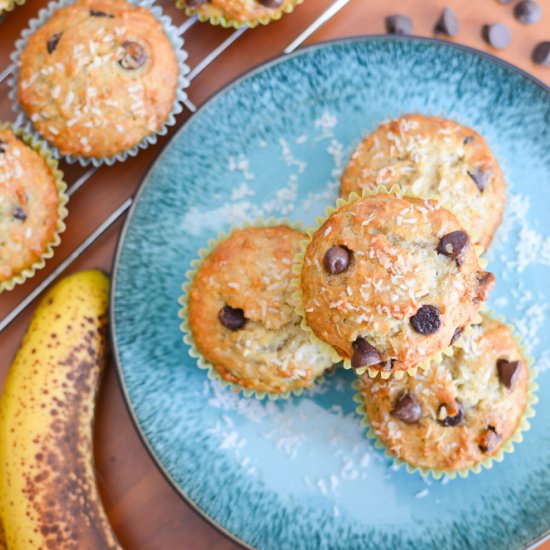 Chocolate Coconut Banana Muffins