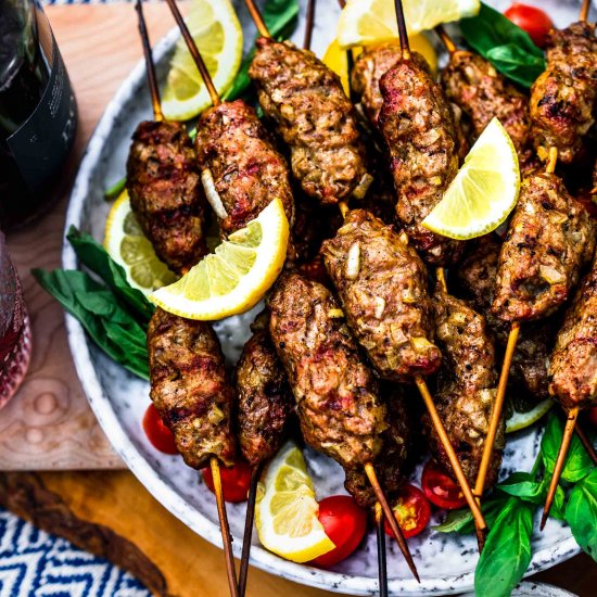 Lamb Kebabs with Basil Tahini Sauce