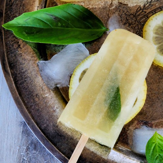 Boozy Basil Lemonade Popsicles