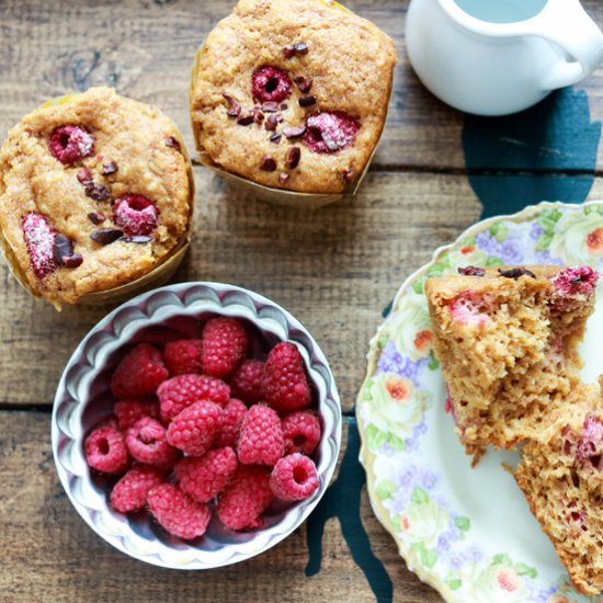 Coconut Raspberry Spelt Muffins