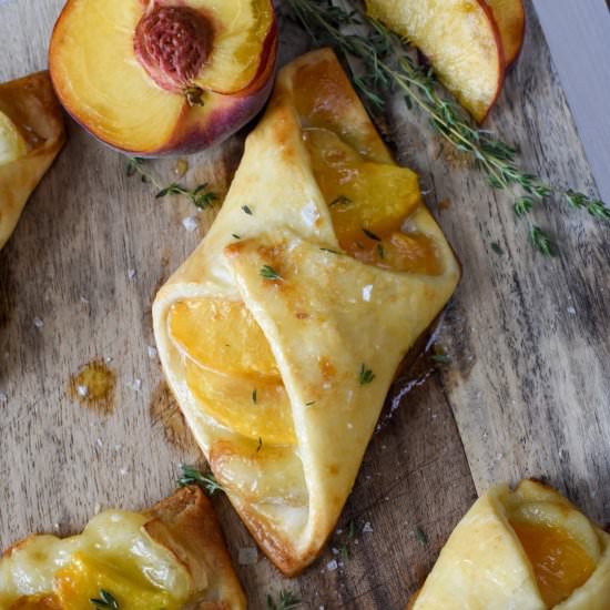 Peach Brie Pies with Thyme Honey