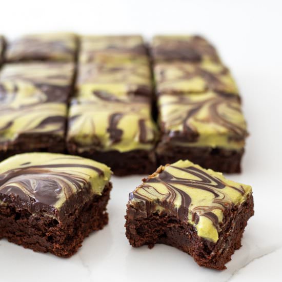 Matcha & Chocolate Ganache Brownies