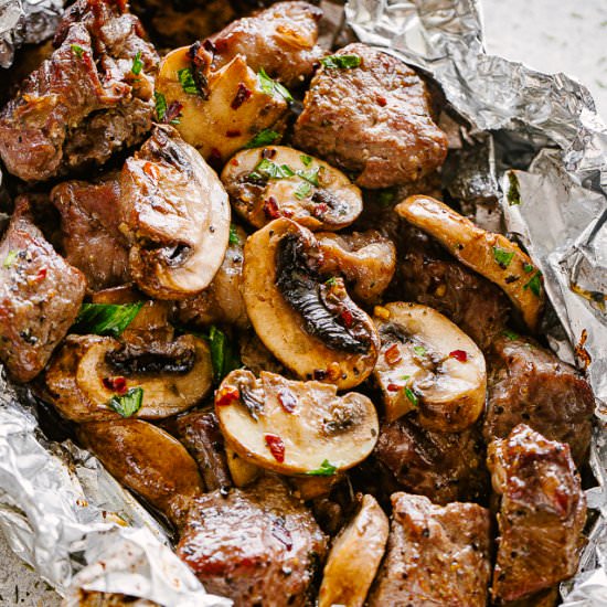 Steak and Mushrooms Foil Packs