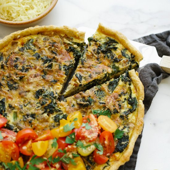 Kale Swiss and Sausage Quiche