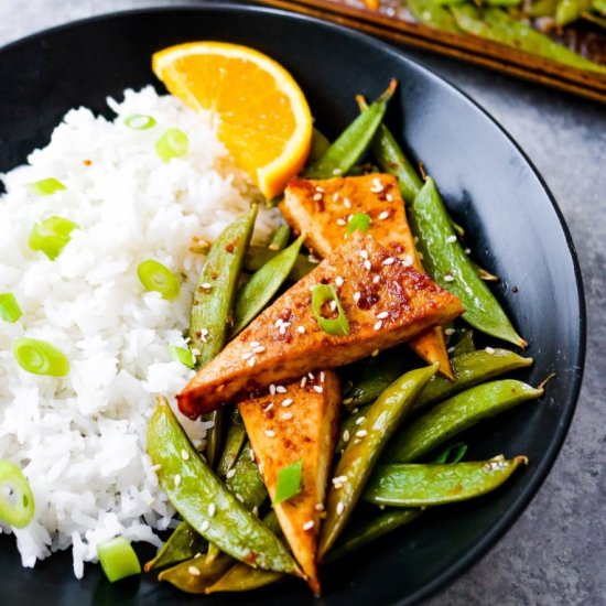 Orange Sesame Tofu & Snap Peas