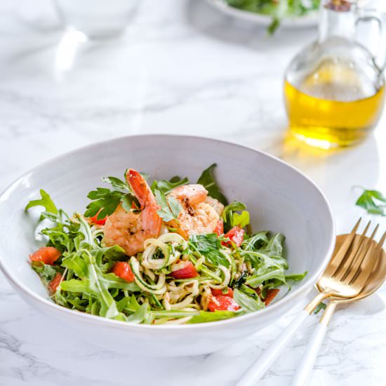 Zucchini noodles with shrimps