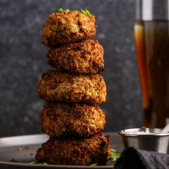 Sriracha-Pea Crusted Mushrooms