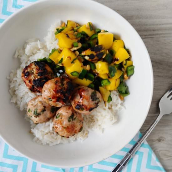 Grilled Pork Meatballs with Mango