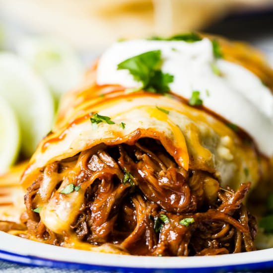 SMOTHERED BBQ BEEF BURRITOS