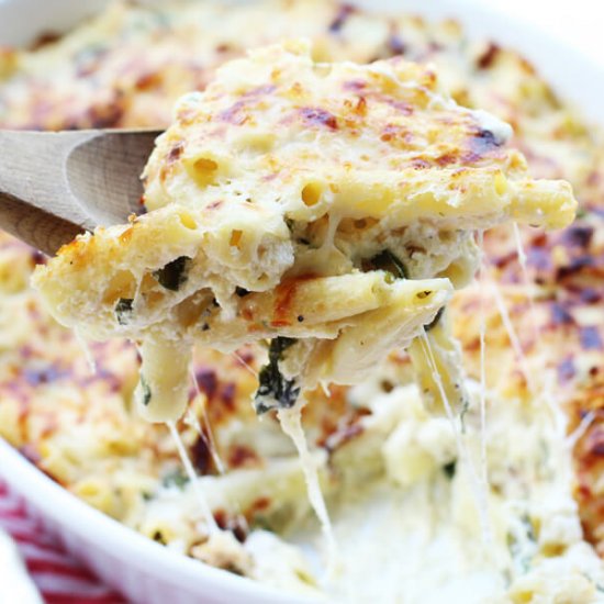 Spinach Alfredo Baked Ziti