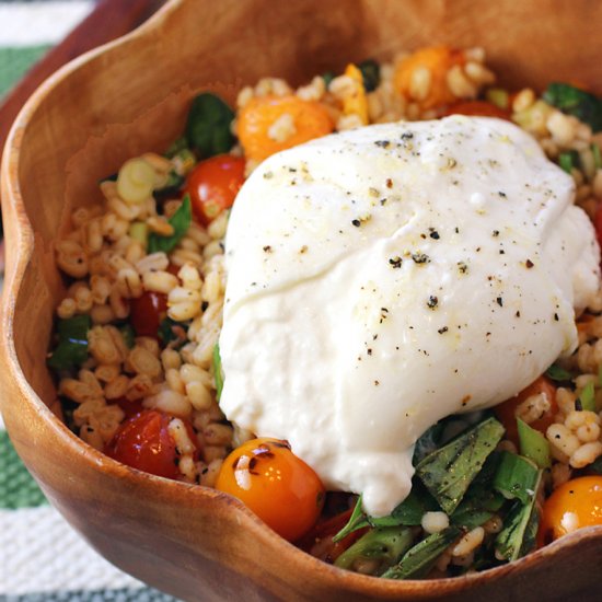 Smoked barley salad