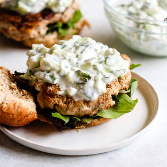 Smoky Turkey Burgers with Tzatziki