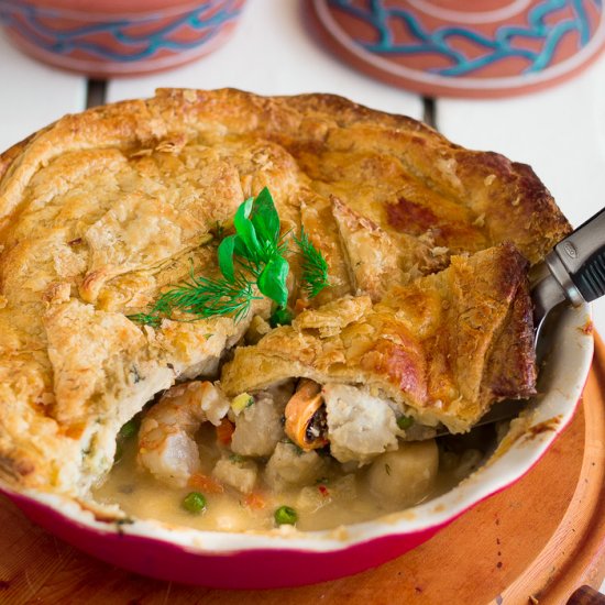 Seafood Pie in Puff Pastry