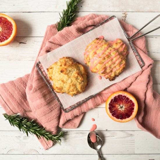 Blood orange rosemary soda scones