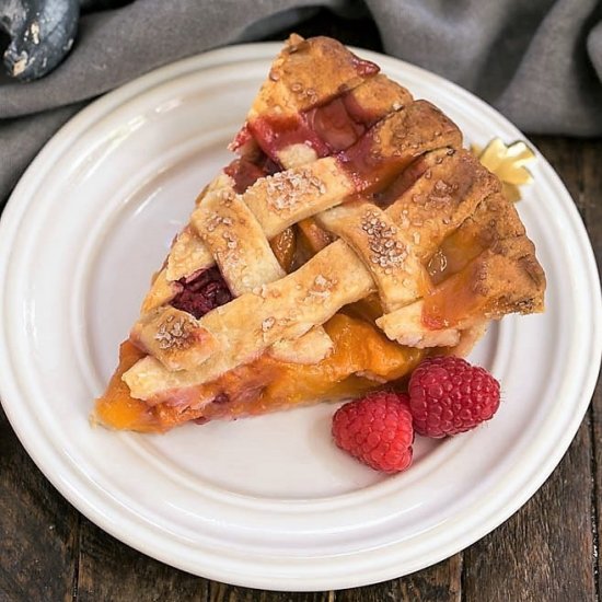 Lattice Topped Peach Raspberry Pie