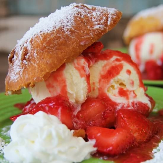 Strawberry Beignet Shortcake Sundae