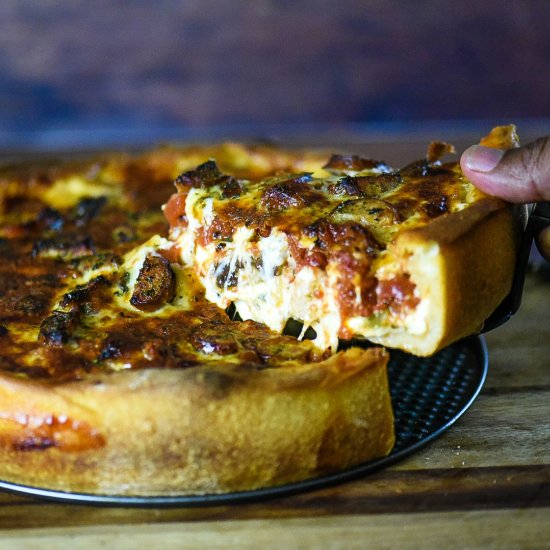 Chicken Sausage Deep Dish Pizza