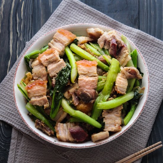 Crispy Pork Stir Fried with Greens