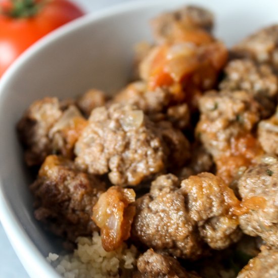 Bite Sized Meatballs with Tomatoes