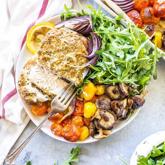 Sheet Pan Mustard Pork Chops